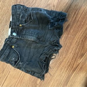 Black denim shorts